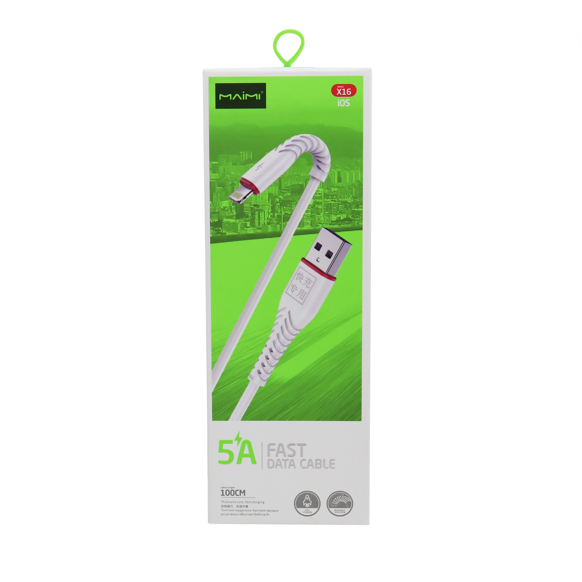 KABEL DATA MAIMI X16-5A-IOS-1M-WHITE+RED -QC3.0 ORIGINAL